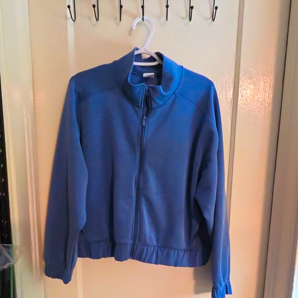 All in Motion Women's Cropped Track Jacket Full Zip Pockets Blue 2XL